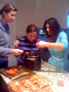 Friends "stuffing" themselves